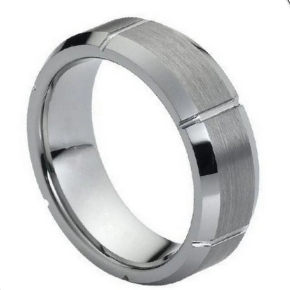 7mm Beveled Edge Shiny Tungsten Wedding Band Ring